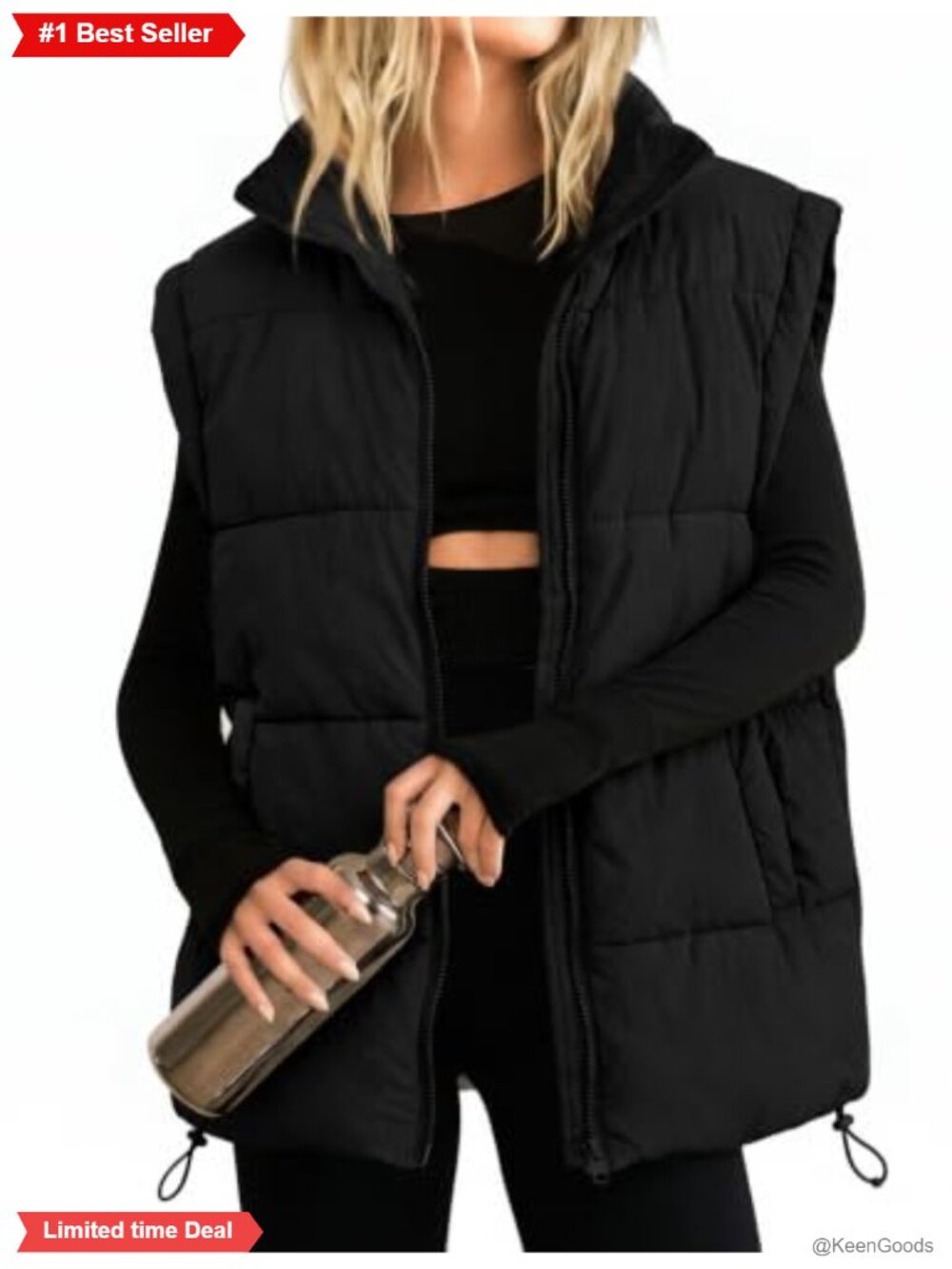 Women's Zip-Up Puffer Vest Stand Collar Sleeveless Padded Jacket Coat